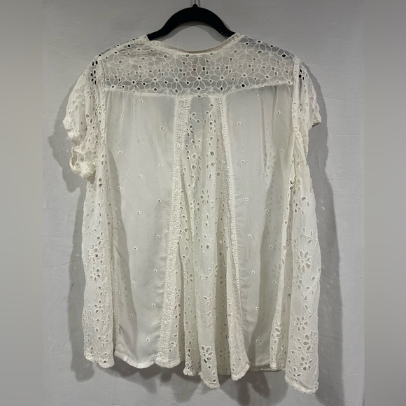 Johnny Was Cream Eyelet Floral Blouse - Picture 3 of 3